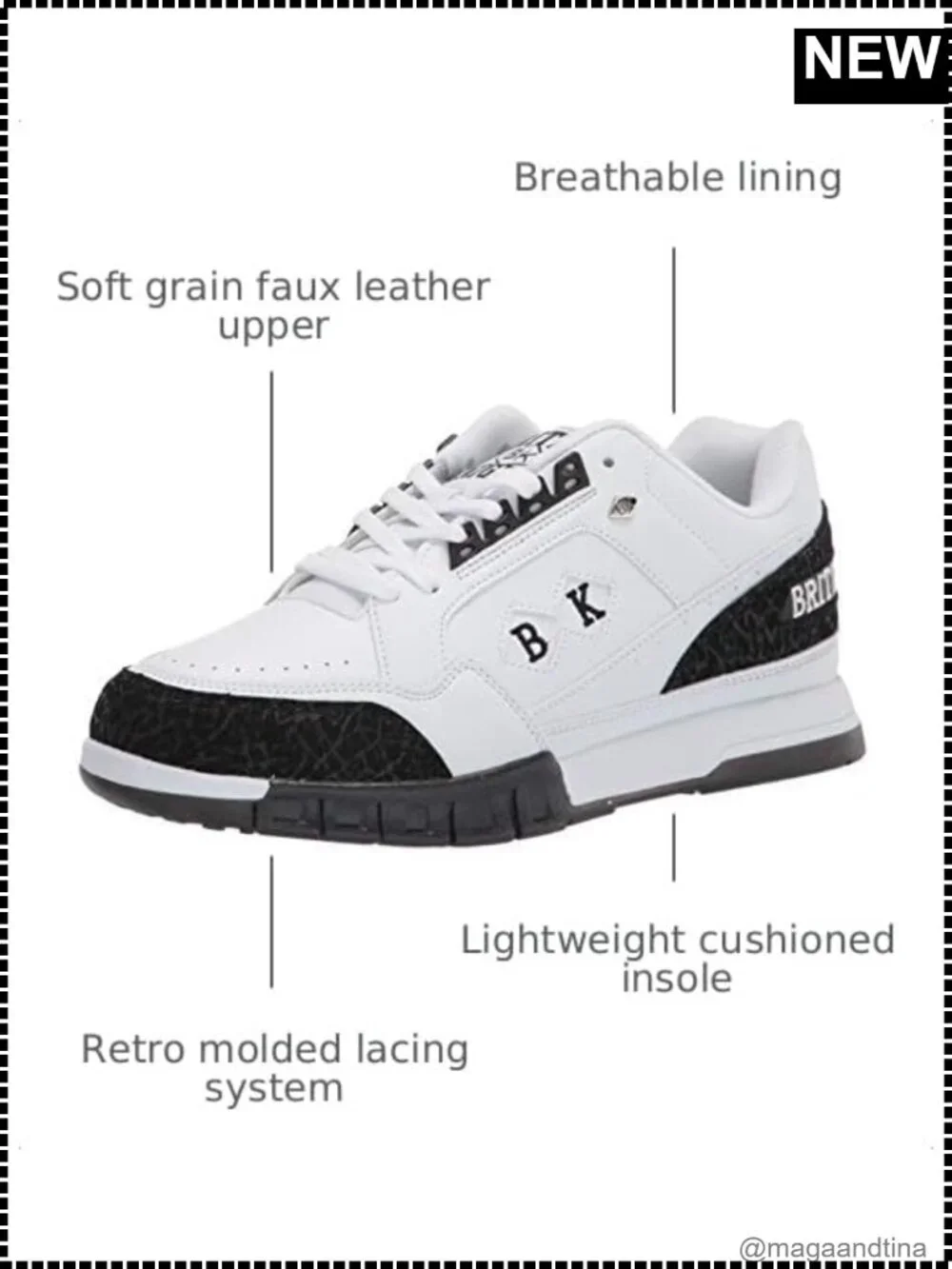 Faux Leather Retro Fashion Sneaker Lightweight Cushioned Comfort Lace-Up Casual